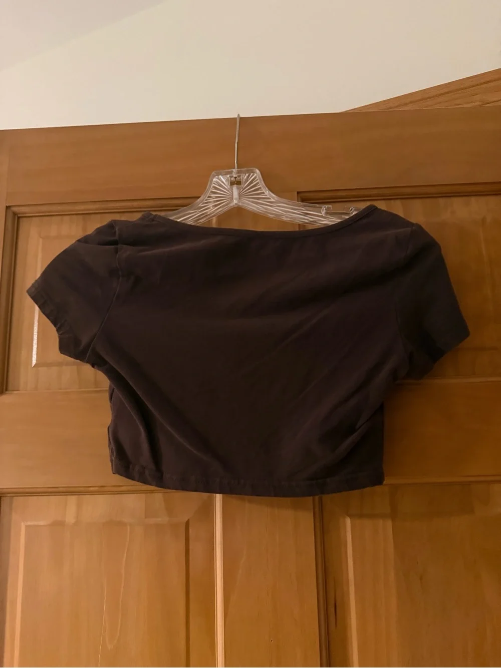 SHEIN Dark Brown Scoop Neck Crop Top